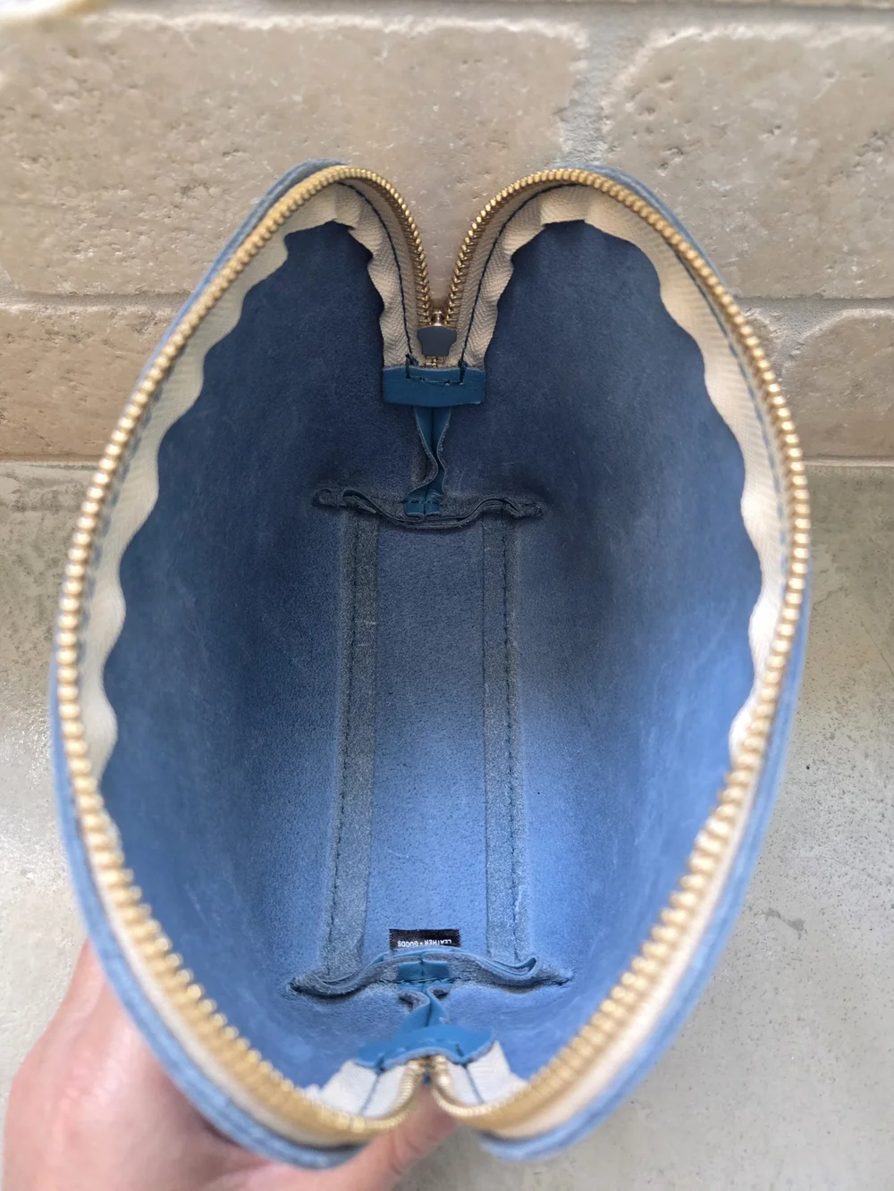 Portland Leather Blue Leather Makeup Pouch